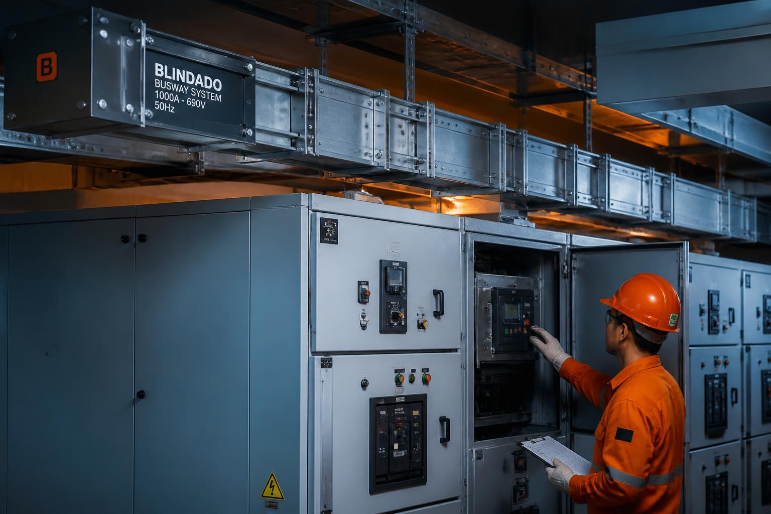 Eletricista realizando manutenção em painel elétrico com proteção NR-10